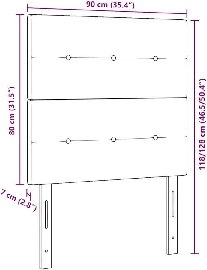 VidaXL LED Hoofdbord Lichtgrijs 90 cm Velours