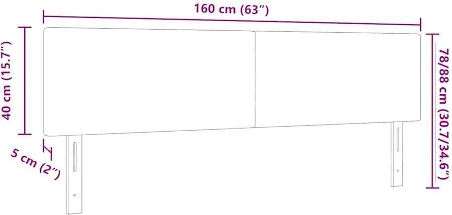 VidaXL LED Hoofdbord Eenvoudig Ontwerp Lichtgrijs 80 cm Korduroy Stof - Foto 2