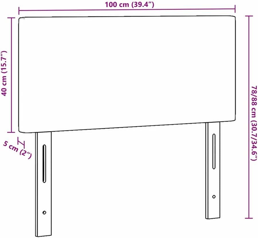 VidaXL LED Hoofdbord Eenvoudig Ontwerp Lichtgroen Grijs 100 cm Corduroy Stof - Foto 2