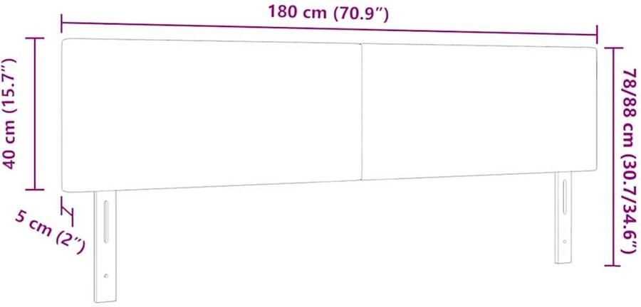 VidaXL LED Hoofdbord Effen Ontwerp Lichtgroen Grijs 90 cm Corduroy Stof