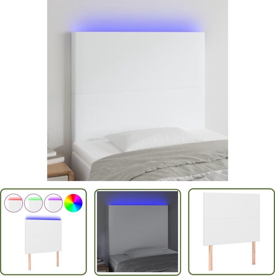 The Living Store Hoofdeind LED-Strip Kunstleer Wit 100 x 5 x 118 128 cm Verstelbaar Hoofd Bord Led Hoofdbord Met Led Beddengoed Slaapkamersdecoratie Hoofdbord Wit