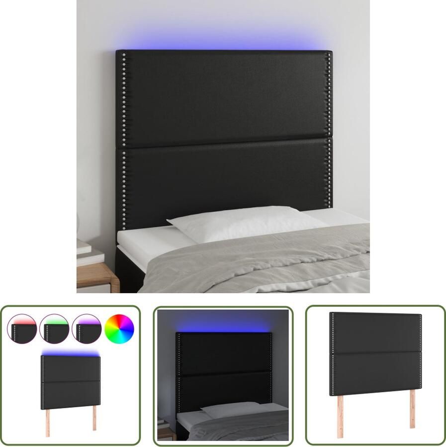 The Living Store LED-hoofdbord Hoofdeinde 100 x 5 x 118 128 cm Duurzaam kunstleer Kleurrijke LED-verlichting Hoofd Bord Led Hoofdbord Zwart Hoofdbord Kunstleer Slaapkamers Decoratie