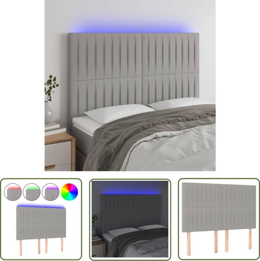 The Living Store Hoofdeind LED-hoofdbord Lichtgrijs 144 x 5 x 118 128 cm Verstelbare Hoogte Duurzaam Materiaal Hoofd Bord Led Hoofdbord Grijs Hoofdbord Bedroom Decor Slaapkamersdecoratie