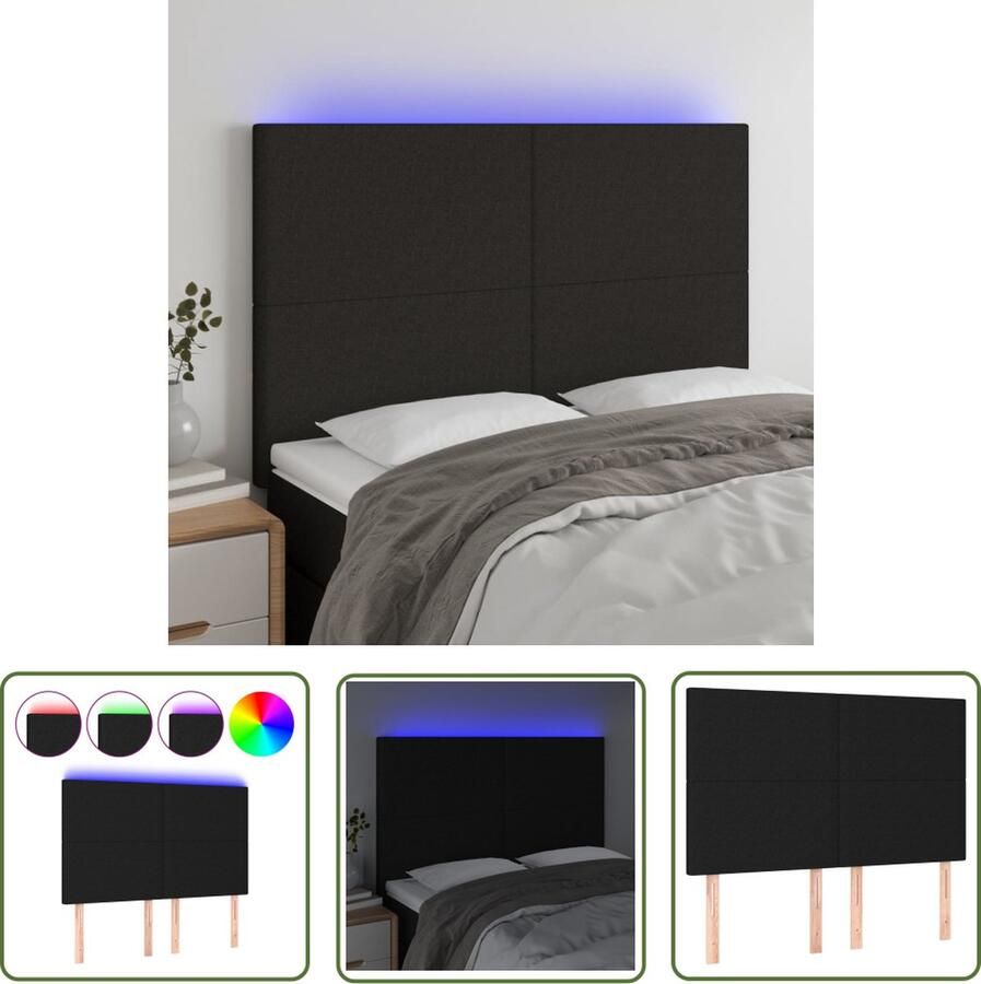 The Living Store Hoofdeinde LED Zwart 144 x 5 x 118 128 cm Verstelbare hoogte comfortabele ondersteuning Hoofd Bord Led Hoofdbord Zwart Hoofdbord Met Verlichting Comfortabel Hoofdbord