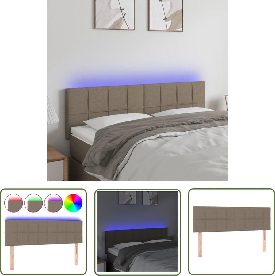 The Living Store Hoofdeinde Stof 144x5x78 88 cm LED-verlichting Hoofd Bord Led Hoofdbord Bedhoofdbord Slaapkamersdecoratie Tapijt