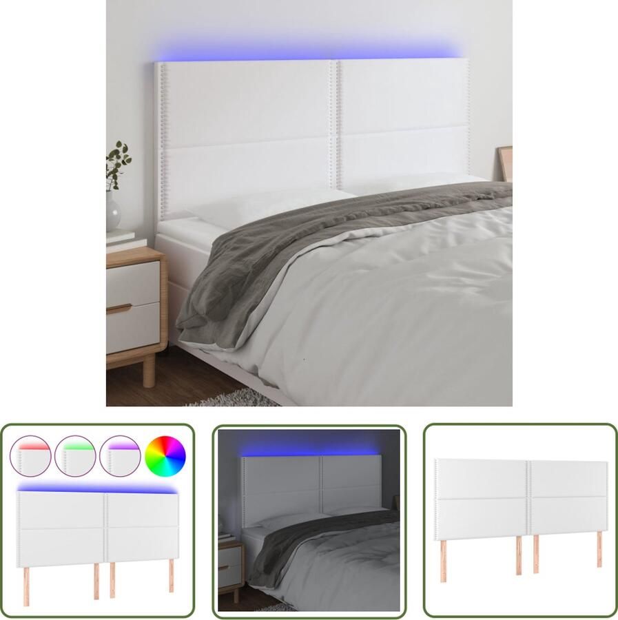 The Living Store vidaXL Led Hoofdbord Hoofd Bord Hoofdbord LED 160x5x118 128 cm kunstleer wit Hoofdbord Wit Hoofdbord Kunstleer Hoofdbord Bedroom Decor