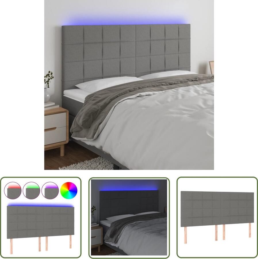 The Living Store Hoofdeinde Donkergrijs 160 x 5 x 118 128 cm Duurzaam materiaal Hoofd Bord Led Hoofdbord Grijs Hoofdbord Bedroom Decor Slaapkamersdecor