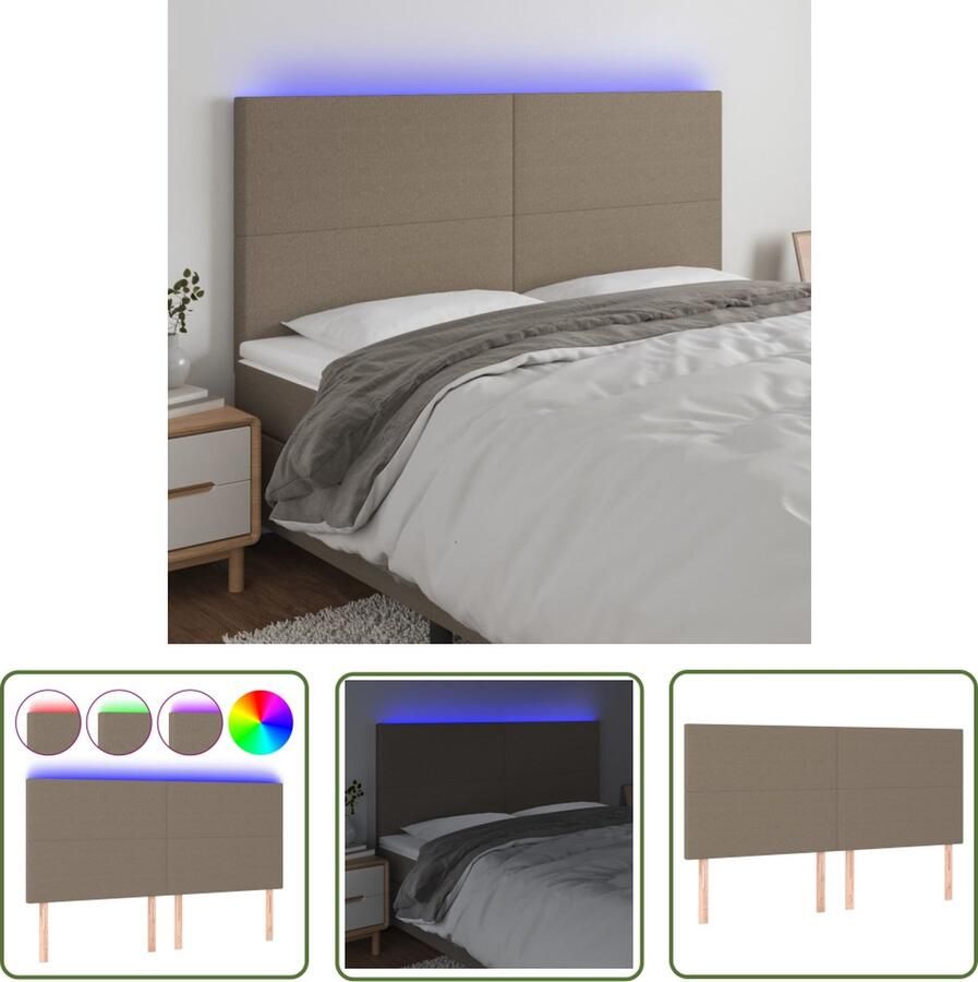 The Living Store Hoofdeind LED-hoofdbord 160 x 5 x 118 128 cm Verstelbaar Taupe Hoofd Bord Led Hoofdbord Met Led Taupecouleur Slaapkamersdecoratie