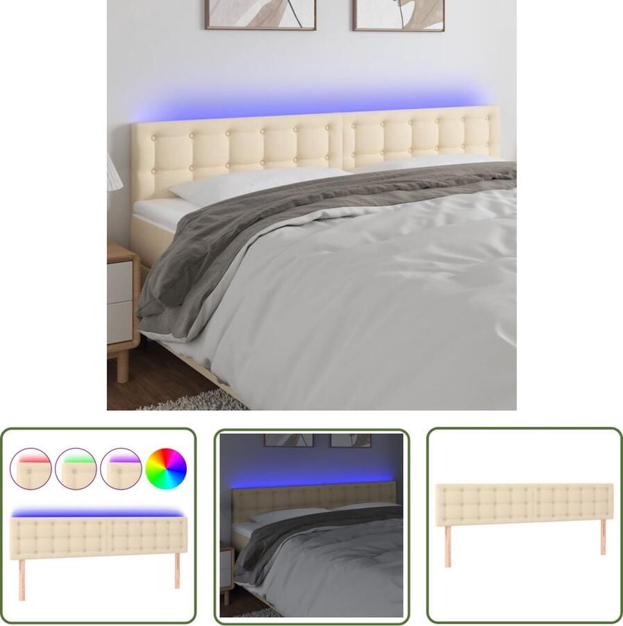 The Living Store Hoofdeind Classic LED Crème 160x5x78 88 cm Verstelbaar Hoofd Bord Led Hoofdbord Crème Beddecoratie Slaapkamers
