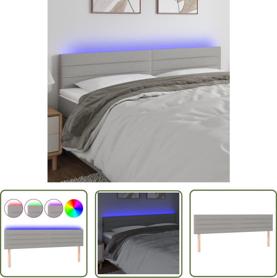 The Living Store Hoofdbord LED 160x5x78 88 cm stof lichtgrijs Hoofd Bord Led Hoofdbord Grijs Hoofdbord Met Verlichting Comfortabel Hoofdbord