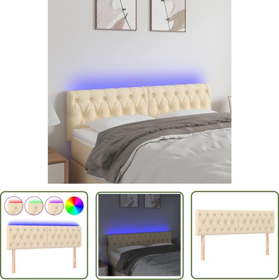 The Living Store Hoofdeind LED-Crème 160x7x78 88 cm Verstelbaar Duurzaam Comfortabel Snijdbare LED-strip IP65 Hoofd Bord Led Hoofdbord Crème Hoofdbord Beddecoratie Slaapkamerstijl