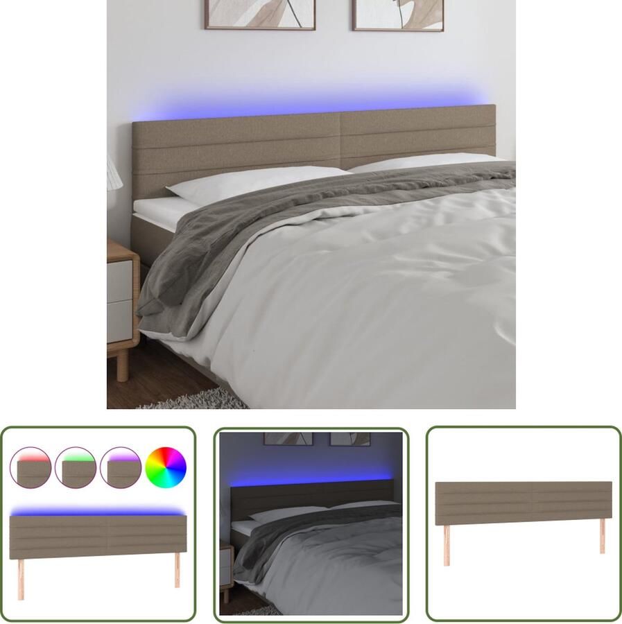 The Living Store Hoofdeind LED-hoofdbord 180 x 5 x 78 88 cm Taupe Hoofd Bord Led Hoofdbord Taupe Hoofdbord Met Verlichting Slaapkamersdecoratie