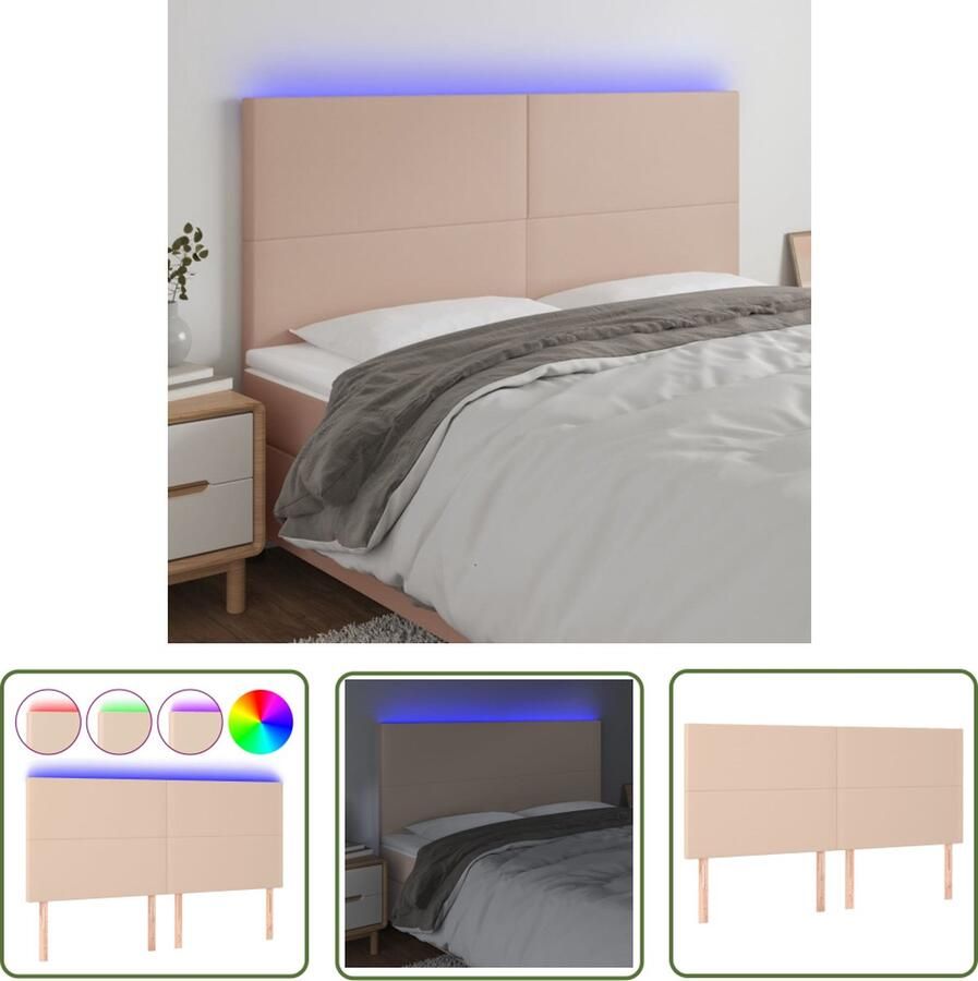 The Living Store Hoofdeinde Cappuccino Kunstleer 200x5x118 128cm Verstelbaar Hoofd Bord Led Hoofdbord Kapstok Bedroom Decor Slaap Kamer Meubilair