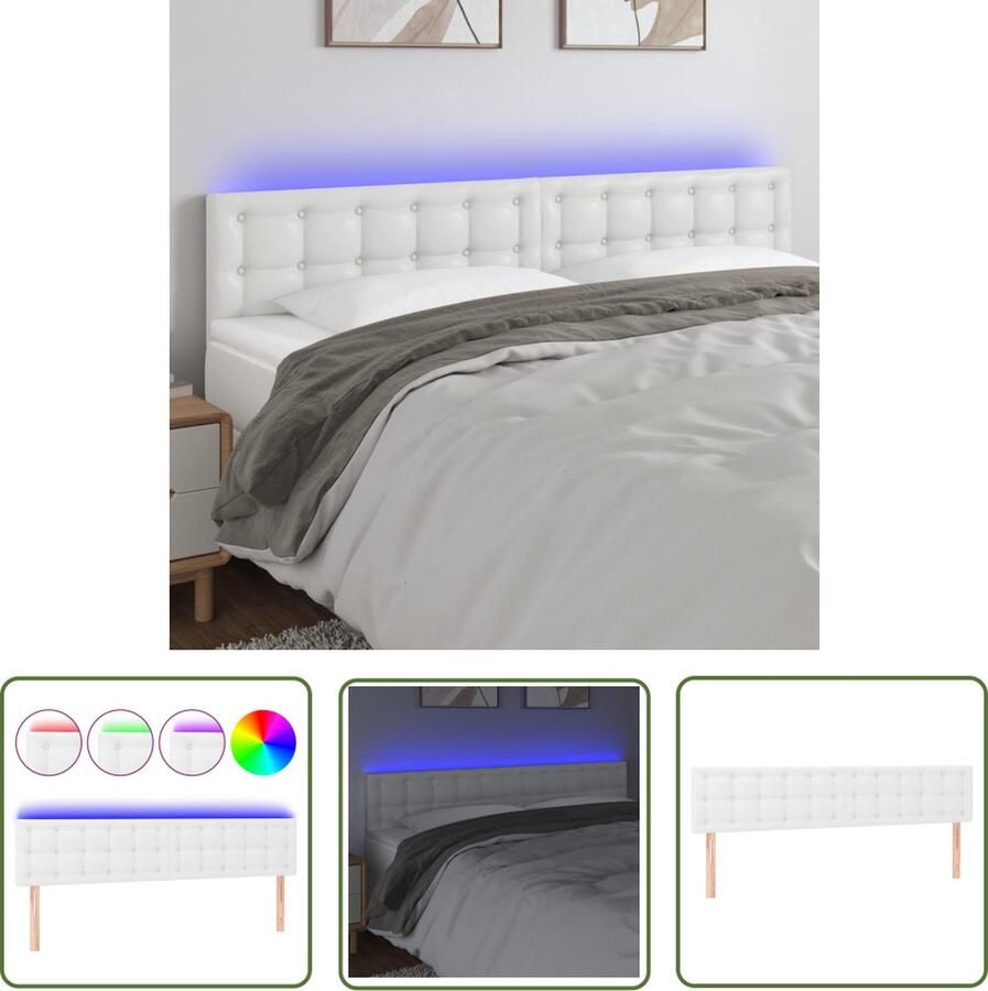 VidaXL Led Hoofdbord Hoofd Bord Hoofdbord LED 200x5x78 88 cm kunstleer wit Hoofdbord Met Led Hoofdbord Wit Kunstleder Hoofdbord