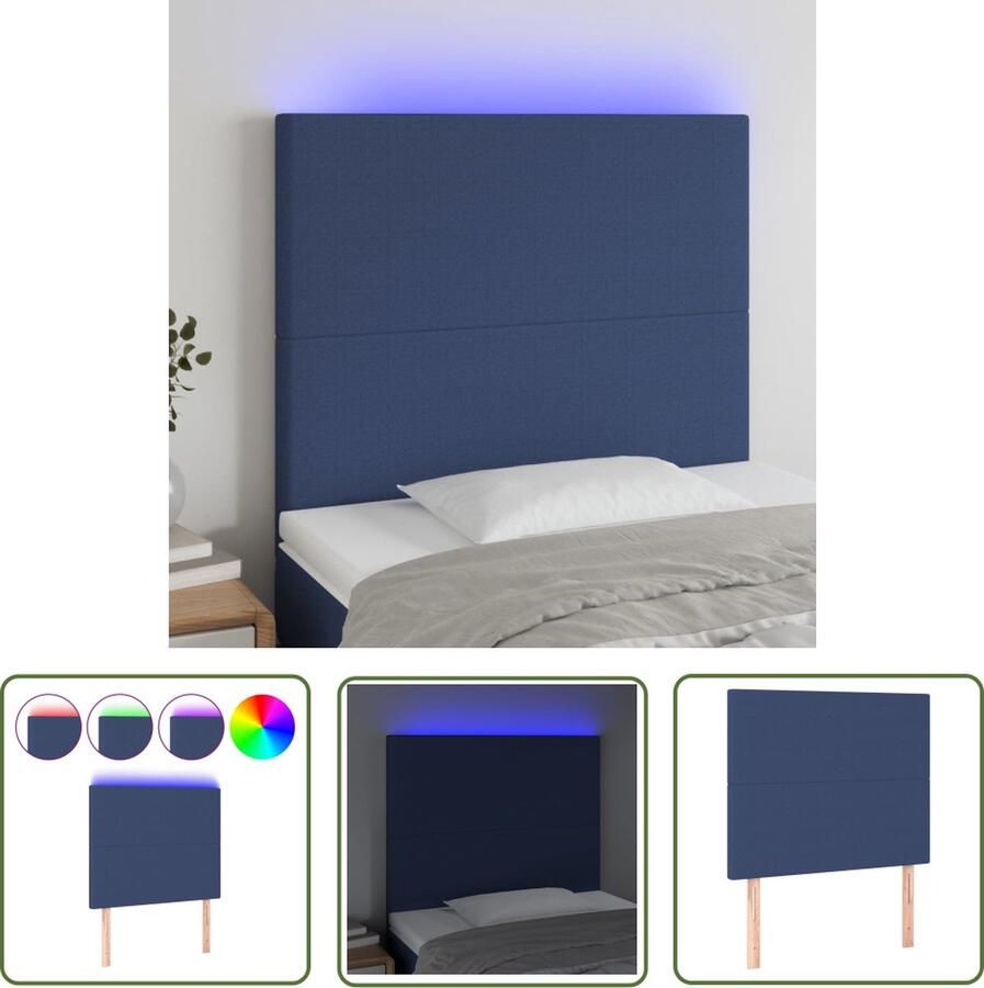 The Living Store Hoofdeind LED-blauw 100x5x118 128 cm Verstelbare hoogte Hoofdboard Led Hoofdbord Blauwdruk Hoofdbord Slaapkamers Decoratie Hoofdbord Met Licht