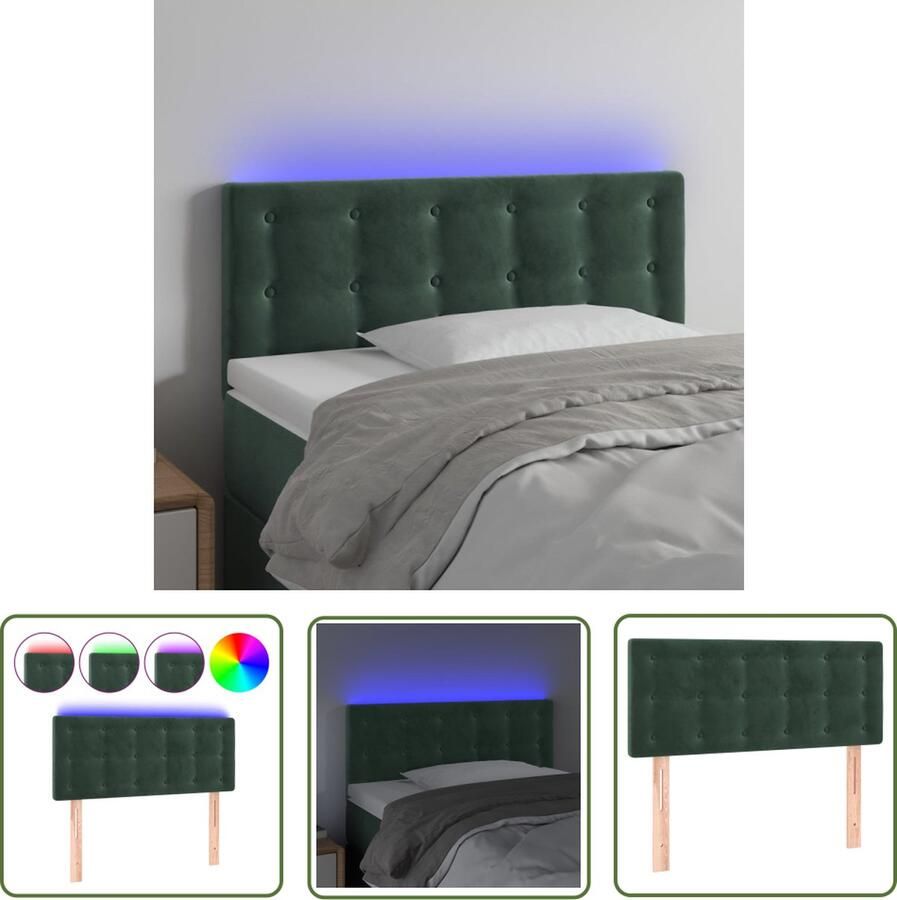 The Living Store Hoofdeinde Groene LED 80x5x78cm Verstelbaar Hoofdbord met Fluweel Comfortabele Ondersteuning Snijdbare LED Inclusief Montagehandleiding Hoofd Bord Led Hoofdbord Groen Velvet Hoofdbord Ergonomisch Hoofdbord