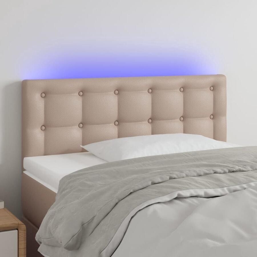 The Living Store Hoofdeinde LED Verlichting Verstelbare Hoogte Kunstleer Cappuccino Hoofd Bord Led Hoofdbord Kapstok Bedroom Decor Slaapkamersdecoratie