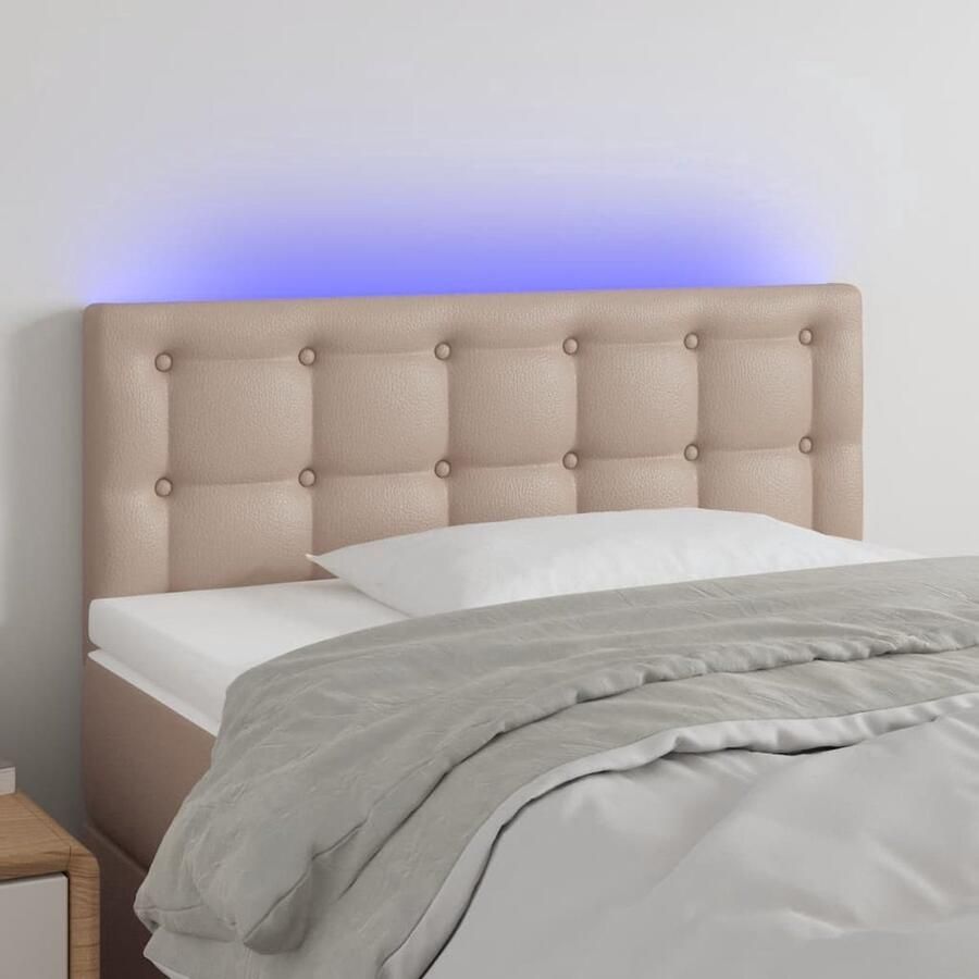 The Living Store Hoofdeinde LED Cappuccino 90x5x78 88 cm Duurzaam kunstleer Hoofd Bord Led Hoofdbord Kapstok Bedding Accessories Bedroom Decor
