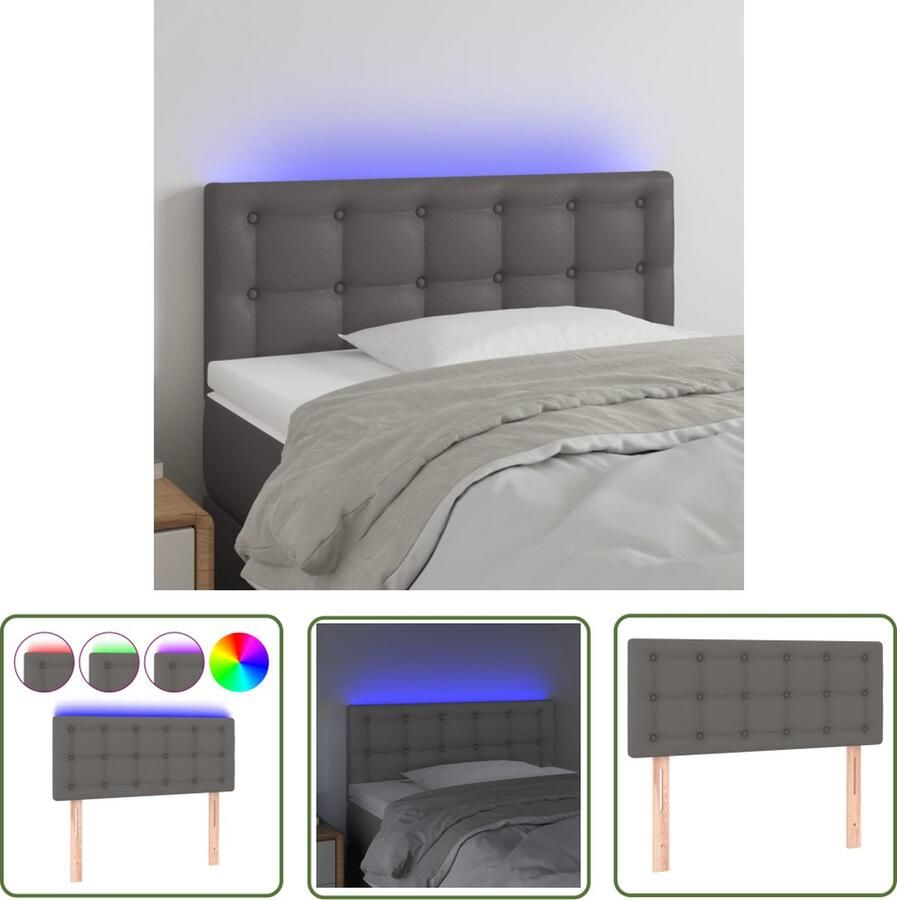 VidaXL Led Hoofdbord Hoofd Bord Hoofdbord LED 90x5x78 88 cm kunstleer grijs Hoofdbord Grijs Kunstleder Hoofdbord Met Licht