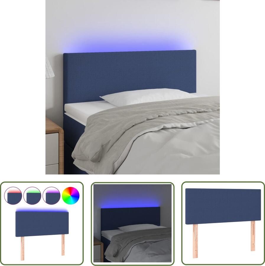 The Living Store Hoofdeinde Blauw LED-strook 55 cm Verstelbaar Comfortabele ondersteuning Duurzaam stof Montagehandleiding Hoofd Bord Led Hoofdbord Blauw Beddengoed Slaapkamersdecoratie