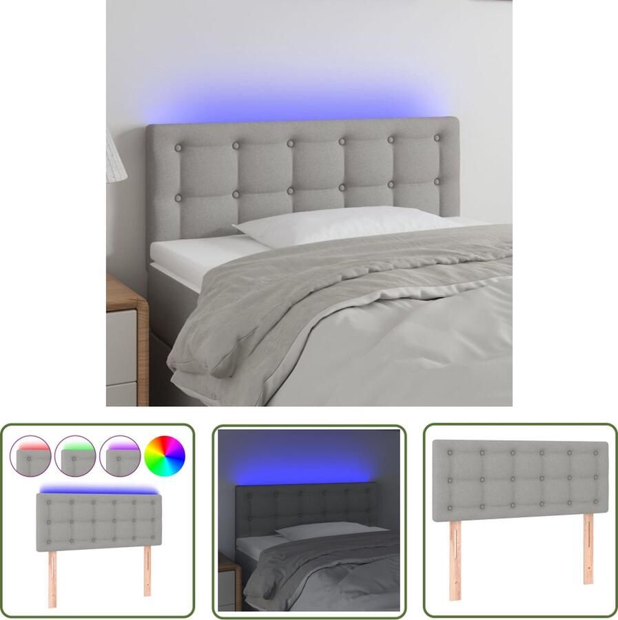 The Living Store Hoofdeind 90 x 5 x 78 88 cm Kleur- lichtgrijs Hoofd Bord Led Hoofdbord Grijs Beddecoratie Bedroom Decor