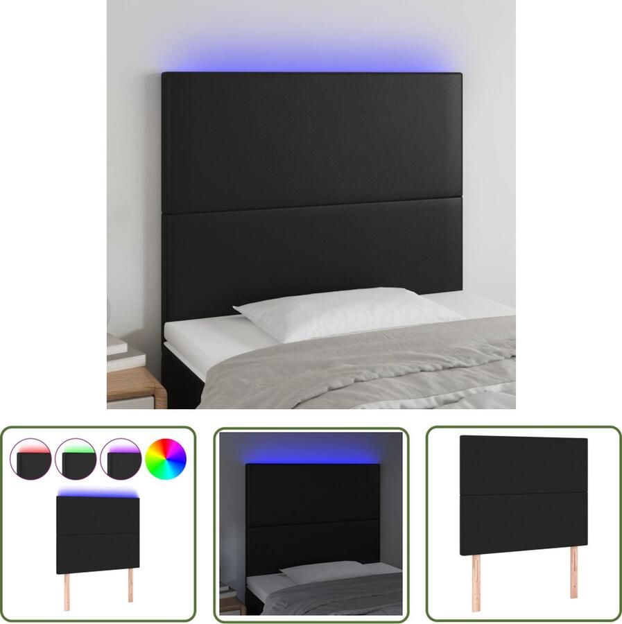 The Living Store Hoofdbord LED 100x5x118 128 cm kunstleer zwart Hoofdboard Led Hoofdbord Zwart Kunstleder Hoofdbord Elektrisch Hoofdbord