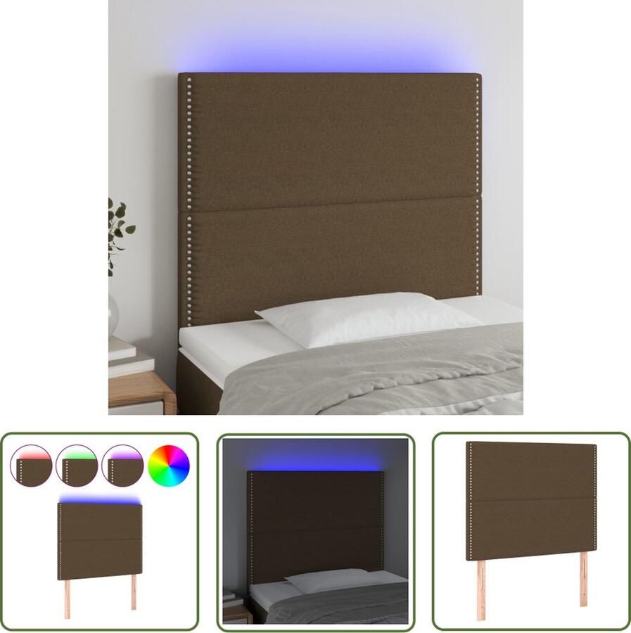 The Living Store Hoofdeind Donkerbruin Stof 100 x 5 x 118 128 cm Verstelbaar Hoofdboard Led Hoofdbord Beddecoratie Hoofdbord Bruin Stoffen Hoofdbord