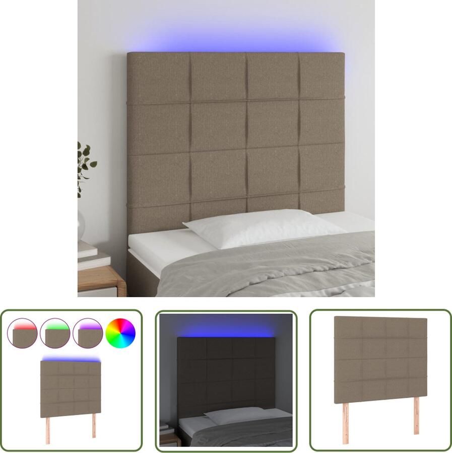 The Living Store Hoofdeinde LED-strip 100x5x118 128 cm taupe Hoofdboard Led Hoofdbord Met Led Beddecoratie Bedroom Decor
