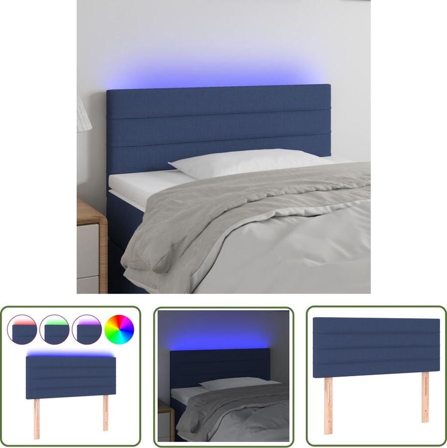 The Living Store Hoofdeind LED-blauw 100 x 5 x 78 88 cm USB-aansluiting Hoofdboard Led Hoofdbord Blauwe Hoofdbord Met Led Verlichting Beddecoratie