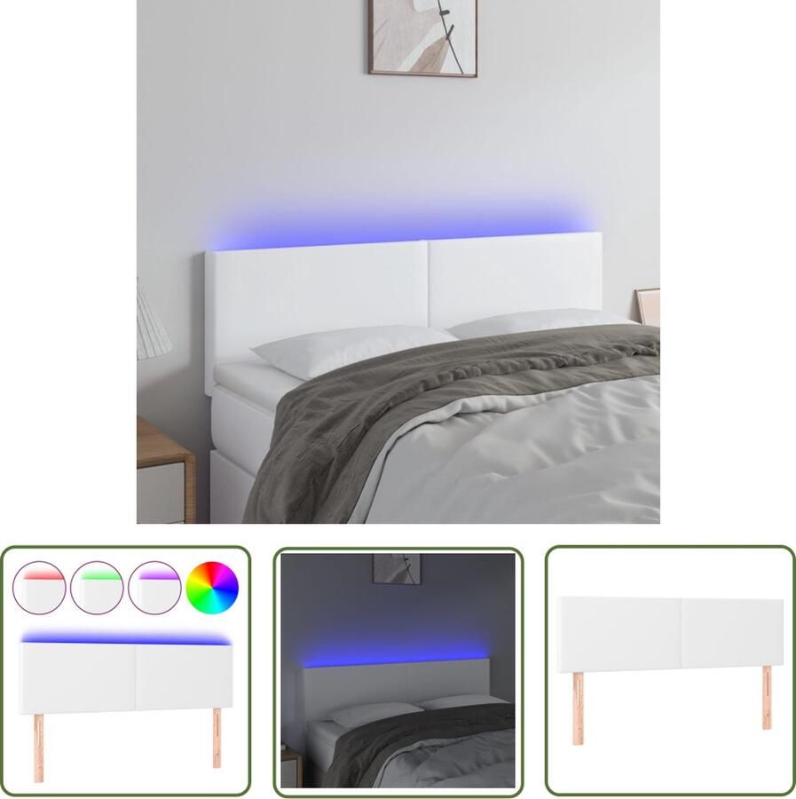 The Living Store Hoofdeinde LED Verstelbaar 144x5x78 88 cm Duurzaam kunstleer Kleurrijke LED-verlichting Snijdbare LED-strip Hoofdboard Led Hoofdbord Met Verlichting Kunstleder Hoofdbord Elektrisch Hoofdbord