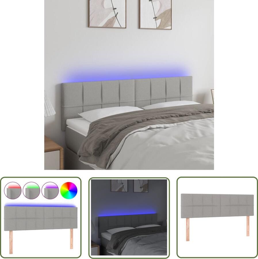 The Living Store Hoofdeinde Hoofdeinden 144 x 5 x 78 88 cm LED Verlichting Hoofdboard Led Hoofdbord Grijs Hoofdbord Met Led Verlichting Bedroom Decor