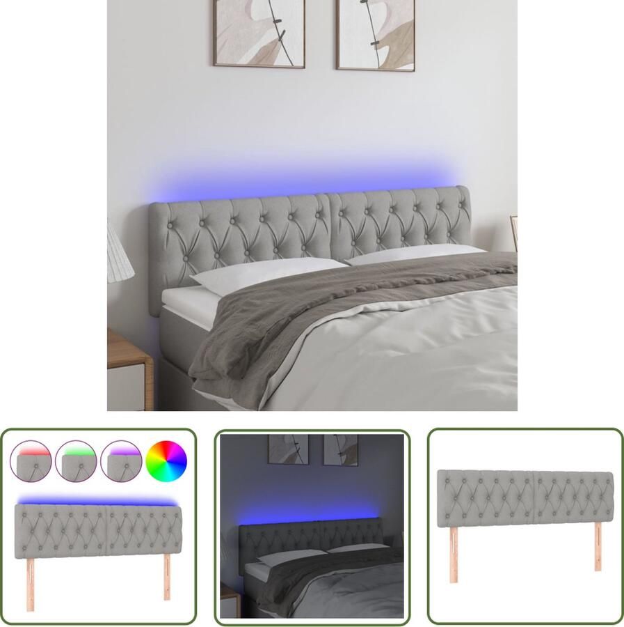 The Living Store Hoofdbord LED 144x7x78 88 cm stof lichtgrijs Hoofd Bord Led Hoofdbord Grijs Bedhoofdbord Led Lamp Slaap Kamer Decoratie