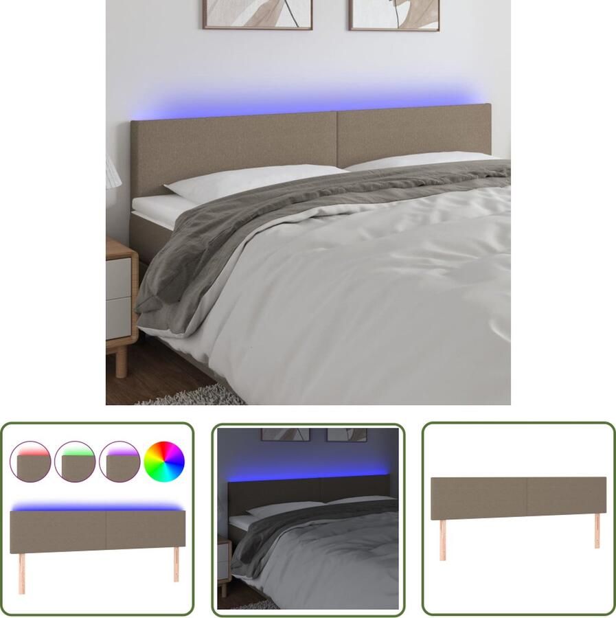 The Living Store Hoofdeind Hoofdeinden 180x5x78 88 cm Kleur- Taupe LED-verlichting Hoofdboard Led Hoofdbord Taupe Hoofdbord Stoffen Hoofdbord Met Verlichting
