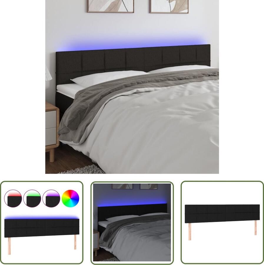 VidaXL Led Hoofdbord Hoofdboard Hoofdbord LED 180x5x78 88 cm stof zwart Hoofdbord Met Led Slaapkamersdecoratie Zwarte Hoofdbord