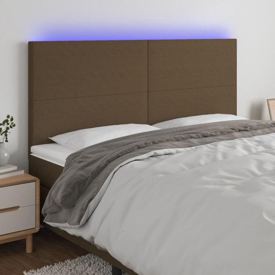 The Living Store Hoofdeind LED-hoofdbord Donkerbruin 200x5x118 128 cm Verstelbare hoogte Hoofdboard Led Hoofdbord Hoofdkussen Bedroom Decor Slaapkamerstijl