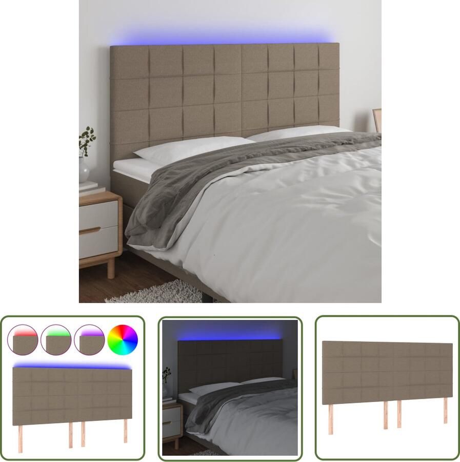 The Living Store Hoofdeind Bed Accessoires 200 x 5 x 118 128 cm Taupe Hoofdboard Led Hoofdbord Taupe Bedroom Decor Slaapkamersdecoratie