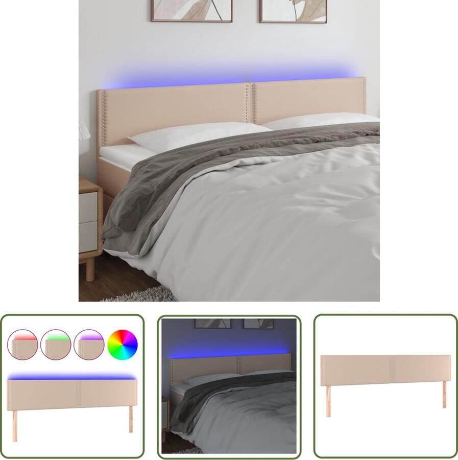 The Living Store Hoofdeinde Cappuccino Kunstleer 200 x 5 x 78 88 cm Verstelbaar LED-verlichting Hoofdboard Led Hoofdbord Kapstok Bedroom Decor Kunstleder Hoofdbord