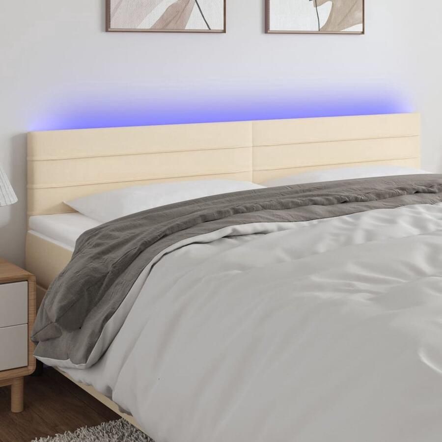 The Living Store Hoofdeind LED-hoofdbord 200 x 5 x 78 88 cm crème Hoofdboard Led Hoofdbord Crème Hoofdbord Met Verlichting Bedroom Decor