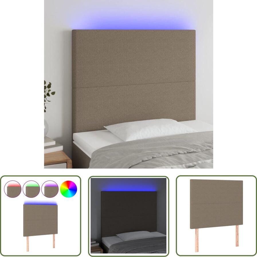 The Living Store Hoofdbord LED 80x5x118 128 cm stof taupe Hoofdboard Led Hoofdbord Bedhoofdbord Taupecouleur Leeshoek