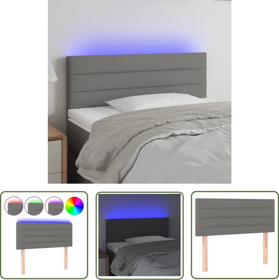 The Living Store Hoofdeind LED Donkergrijs 90x5x78 88 cm Verstelbaar Ademend Met schaarsymbool Hoofdboard Led Hoofdbord Grijs Bedding Accessories Slaapkamersdecoratie