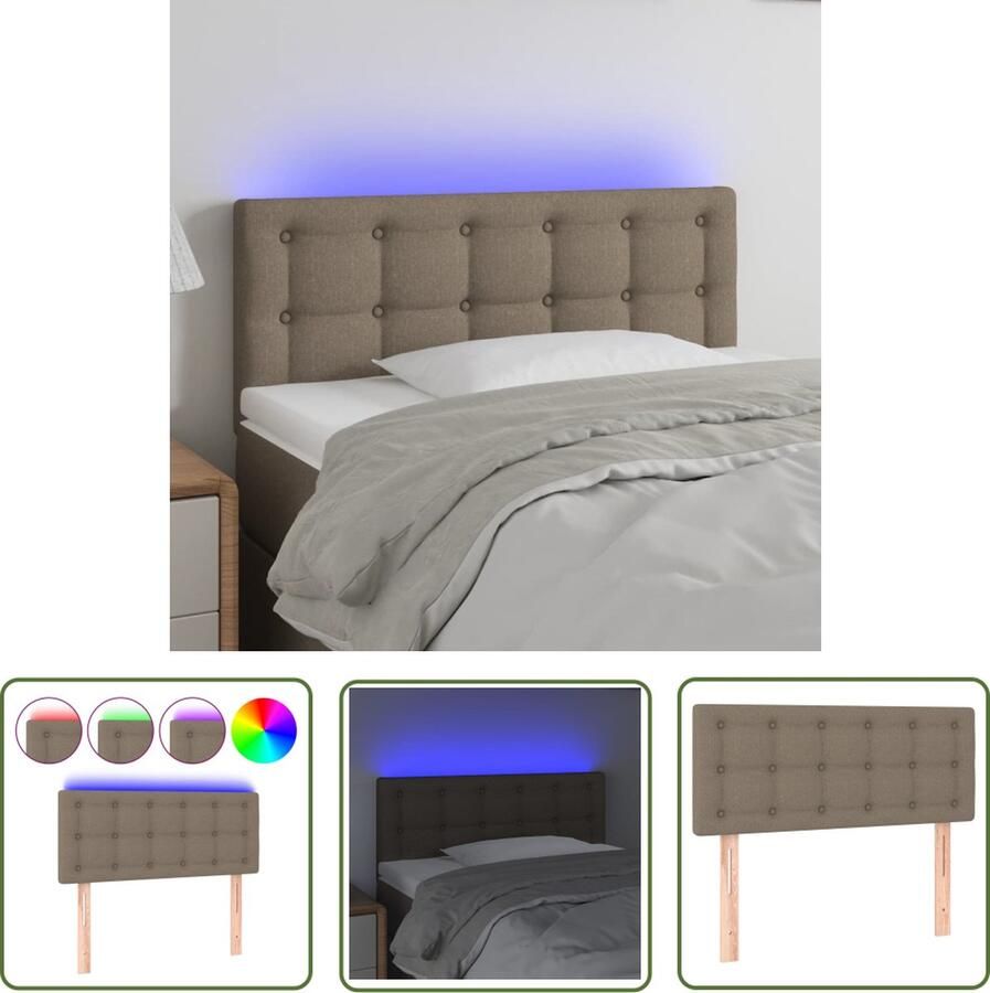 The Living Store LED-hoofdbord Taupe 90x5x78 88 cm Verstelbaar Duurzaam Kleurrijke LED-verlichting Snijdbare LED-strip Hoofdboard Led Hoofdbord Bedhoofdbord Slaapkamersdecoratie Taupecloor