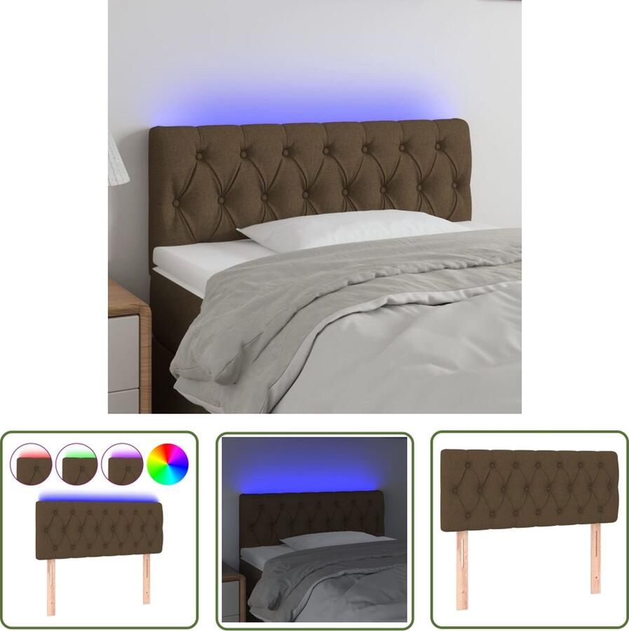 The Living Store Hoofdeind Classic LED donkerbruin 90 x 7 x 78 88 cm verstelbaar comfortabele ondersteuning met snijdbare LED-strip Hoofdboard Led Hoofdbord Met Led Beddecoratie Slaapkamerstijl