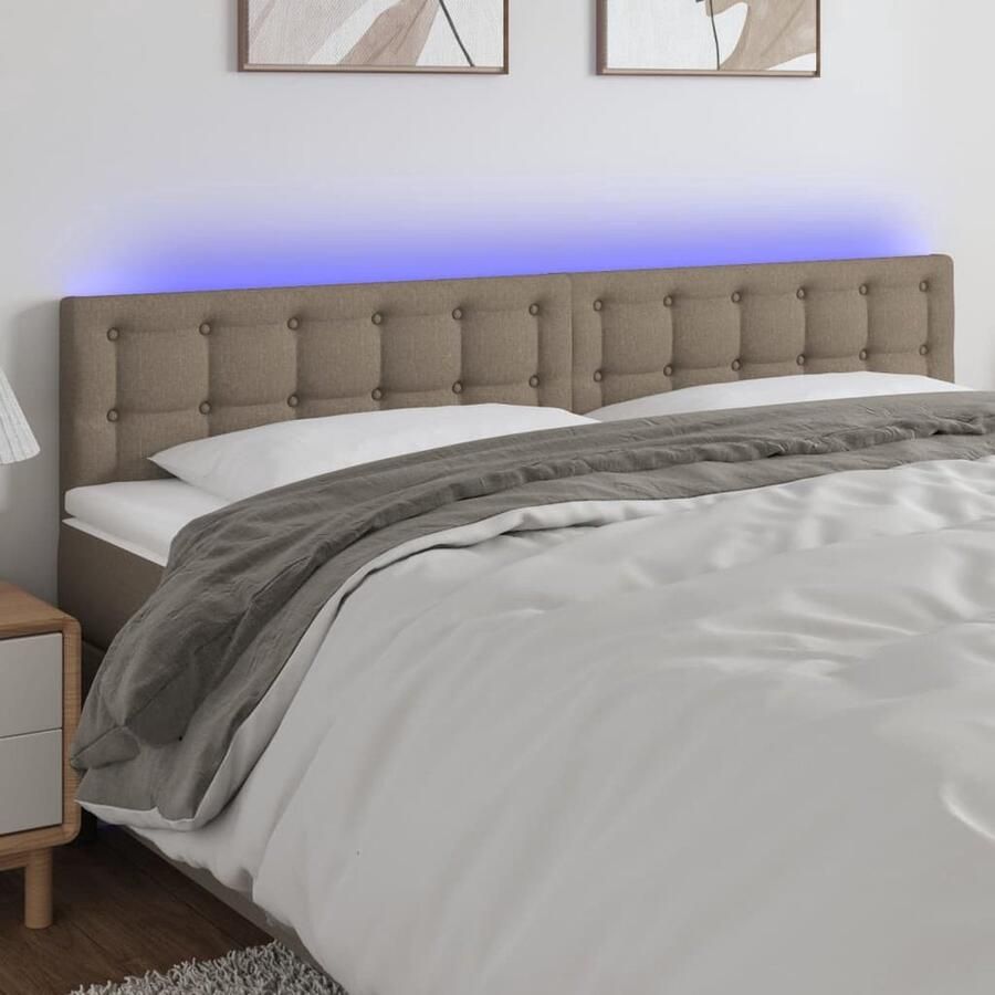 The Living Store Hoofdeinde Klassiek LED Bedaccessoires 200x5x78 88 cm Taupe Hoofddekbed Led Hoofdbord Slaapcomfort Headboard Slaapkamerstijl