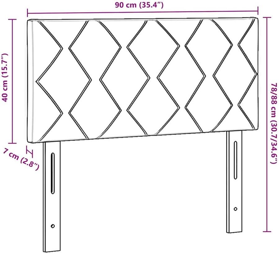 VidaXL LED Hoofdbord met Diamant Blokken Ontwerp in Donkerblauw 90 cm - Foto 2