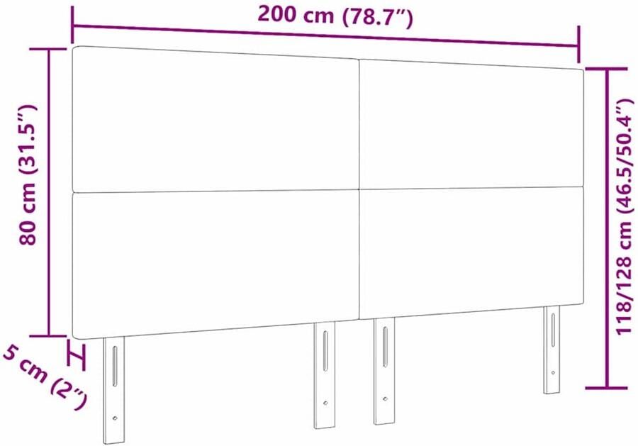 VidaXL LED Hoofdbord in Donkergrijs met 100 cm Corduroy Stof