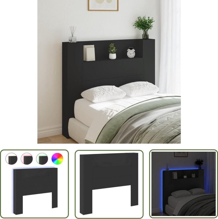 The Living Store LED Hoofdbordkast 120 x 16.5 x 103.5 cm RGB LED Verlichting Hoofdbord Kast Led Hoofdbord Rgb Verlichting Hoofdbord Met Lampjes Bedside Table