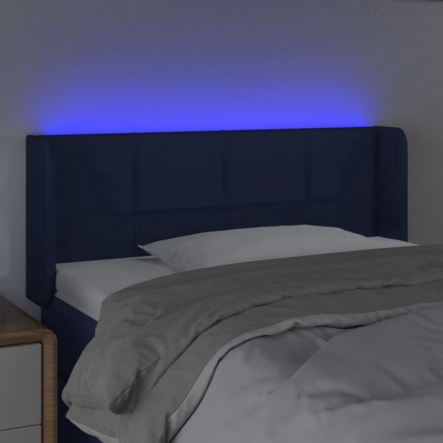 VidaXL Hoofdbord LED Verstelbare Hoogte Duurzaam Comfortabele Ondersteuning Snijdbare LED-strip Blauw 103 x 16 x 78 88 cm IP65 Met Schaarsymbool 1x hoofdbord 1x LED-strip Bedonderdeel