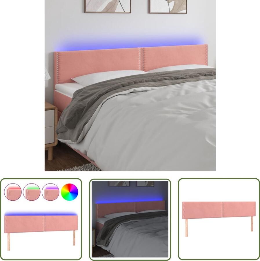 The Living Store Klassieke LED-hoofdbord Roze Stof 160 x 5 x 78 88 cm Verstelbaar Comfortabele ondersteuning Snijdbare LED-strip Klassieke Hoofdbord Led Hoofdbord Roze Hoofdbord Velvet Hoofdbord Bedhoofdbord