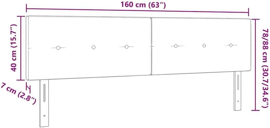 VidaXL Hoofdbord met LED -striplichten Verstelbaar Grijs 80 cm Fluweel - Foto 2