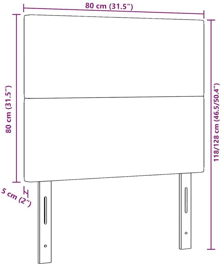 VidaXL LED Hoofdbord met LED -striplichten Lichtgrijs 80 cm Stof - Foto 2